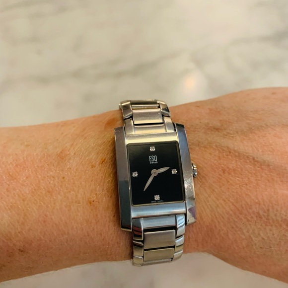 ESQ MOVADO Venture Stainless Steel Diamond Quartz Tank Ladies Watch - Picture 4 of 9